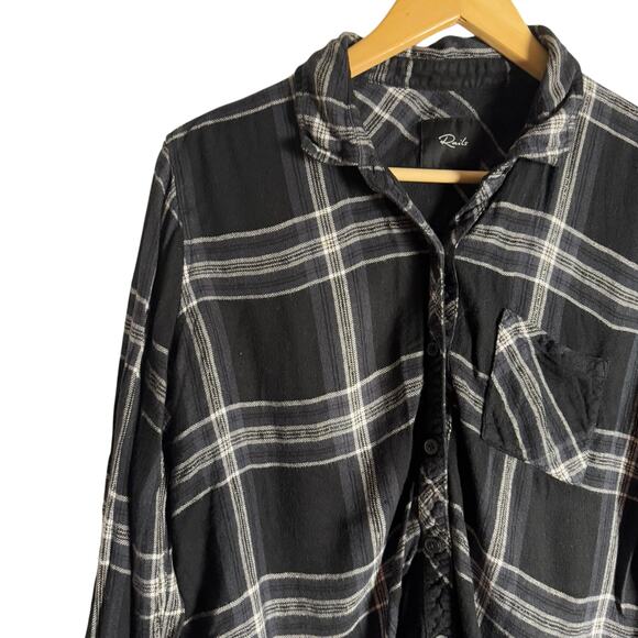 Rails Hunter Metallic Black White Plaid Long Sleeve Button Down Shirt Size XL - Picture 6 of 9